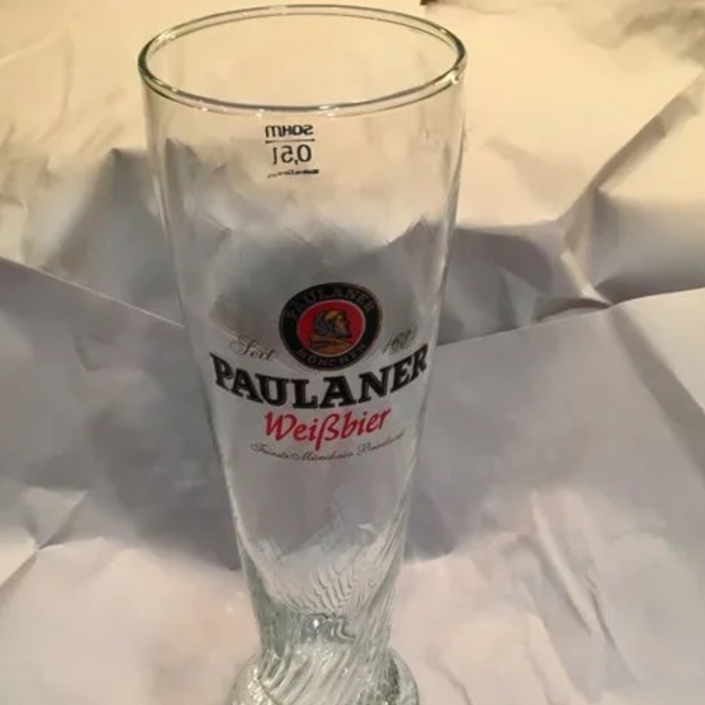 2 Paulaner Weißbier Weissbier Swirl Pattern Beer Glass 0.5L 10" München Brewery